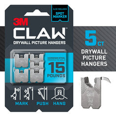 3M CLAW™ 15 lb. Drywall Picture Hanger With Spot Markers (5 pack)