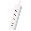Power Strip, 2 USB Ports, Fabric-Covered Cord, Mint Green, 6-Ft.