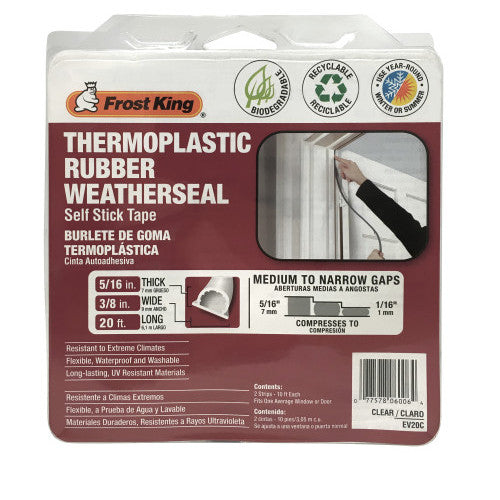 Frost King Thermoplastic Rubber Weatherseal 3/8W x 5/16-In. T x 20-Ft., White