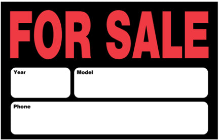 8  X 12  BLACK AND RED FOR SALE SIGN