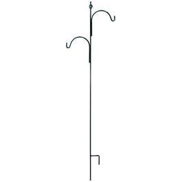 Shepherds Hook Plant Hanger, Double Offset, Spiral Twist, Bronze, 90-In.