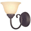 Wall Light Fixture, Indoor, Dark Bronze & Antique Amber Glass, 60-Watt, 6.25 x 8.125-In.