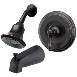 Tub & Shower Faucet, Single Metal Lever Handle, Vintage Brushed Bronze Finish