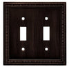 Toggle Wall Plate, 2-Gang, Beaded, Venetian Bronze Zinc