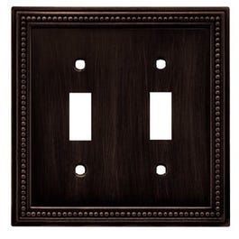 Toggle Wall Plate, 2-Gang, Beaded, Venetian Bronze Zinc