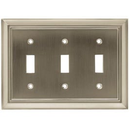 Toggle Wall Plate, 3-Gang, Architectural, Satin Nickel Zinc