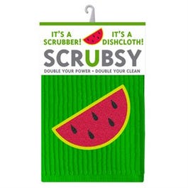 Scrubsy Cloth, Watermelon, 100% Cotton Terry, 12 x 12-In.