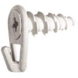 Wall Driller Picture Hooks, White Nylon, Large, 8-Lb., 6-Pk.