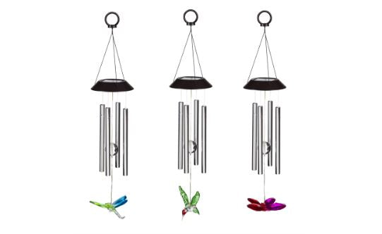 Evergreen Solar Windchime Dragonfly Hummingbird and Butterfly (27.8