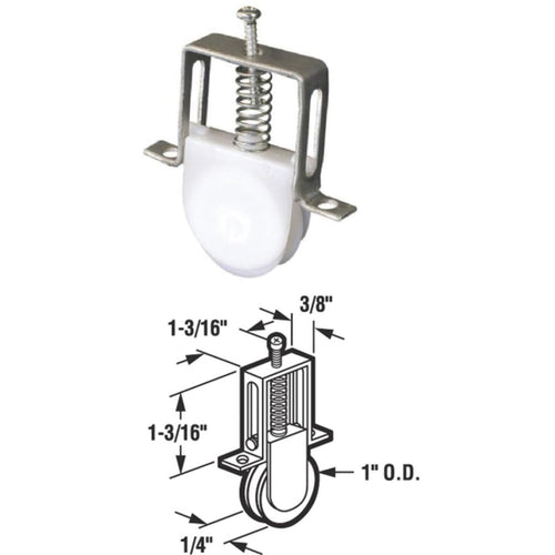 Prime-Line 1 In. x 1/4 In. Adjustable Nylon Ball Bearing Nylon Screen Door Roller Assembly (2-Count)