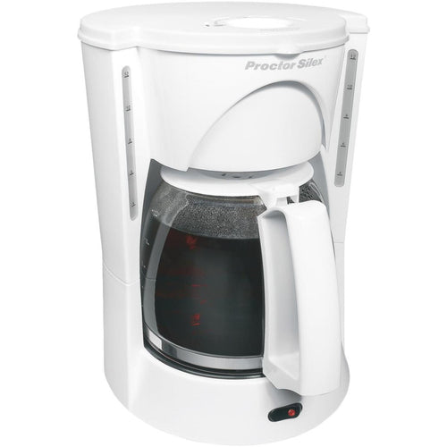 Proctor Silex 12 Cup White Dual Window Coffee Maker