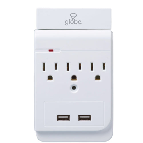 Globe Electric 3-Outlet Charging Station Surge Protector Wall Tap