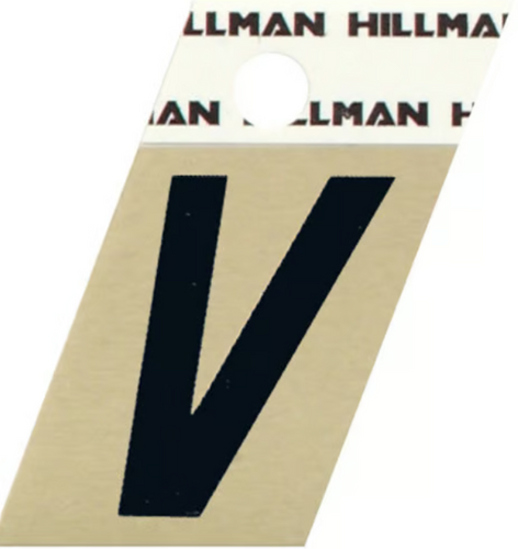 Hillman Adhesive Angle-Cut Letter V Black and Gold (1-1/2)