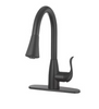 HomePointe 1-Handle Matte Black Pull-Down Spray Kitchen Faucet