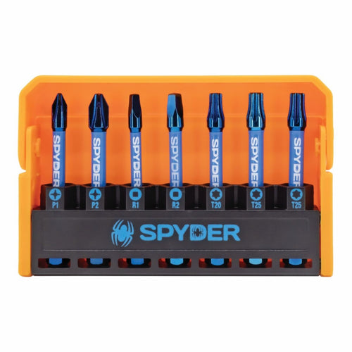 Spyder 7-Piece 2 Impact Driver Bit Set (PH1, PH2, SQ1, SQ2, T20 & T25x2) Mach-Blue®