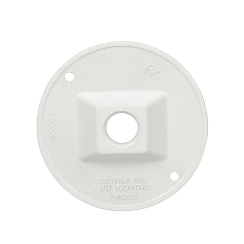 Hubbell Round Weatherproof Cluster Cover, One 1/2 in. Threaded Outlets, White