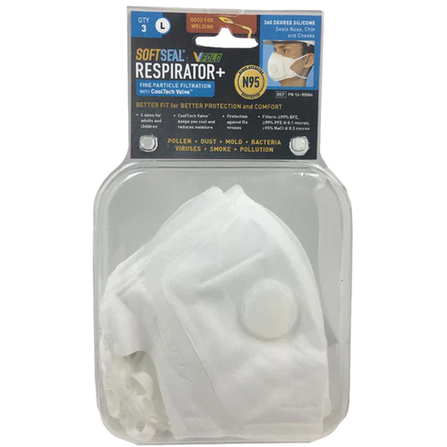 SoftSeal N-95 V-Fold+ Mask w/Valve (Silicone Seal)