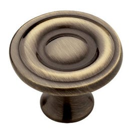 Cabinet Knob, Round Ring, Antique Brass, 1.25-In., 10-Pk.