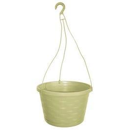 Hanging Basket Planter, Plastic, Olive Green, 12-In.