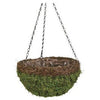 Hanging Basket, Natural Moss & Wicker, Green, 14-In.