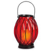 Patio Lantern, Battery-Operated, Red Glass, 7.75 x 7.75 x 9.25-In.