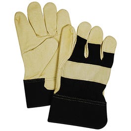 Leather Palm/Thumb Glove, Black & Tan, Medium