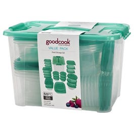 Food Storage Containers, Teal Plastic, 50-Pc.