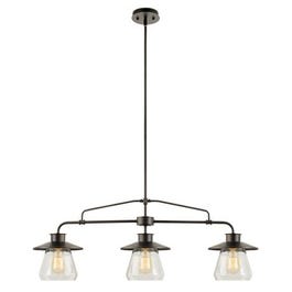 3-Light Pendant, Clear Glass Shades, Oil Rubbed Bronze