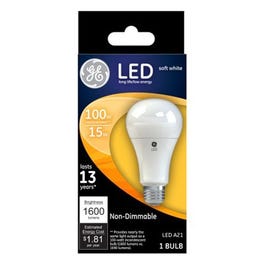 LED Light Bulb, Soft White, Non-Dimmable, 1600 Lumens, 15-Watts