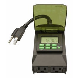 7-Day 2-Outlet Outdoor Digital Outlet Timer