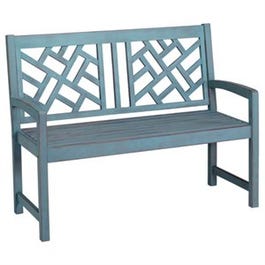 Portland Patio Bench, Blue Distressed Hardwood, 4-Ft.