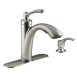 Linwood Pull Out Kitchen Faucet With Soap/Lotion Dispenser, Single Lever, Stainless Steel