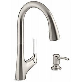 Malleco Pull Down Kitchen Faucet With Soap/Lotion Dispenser, Stainless Steel