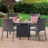 Pasadena 5-Pc. Fire Pit Set, 4 Resin Wicker-Over-Steel Chairs