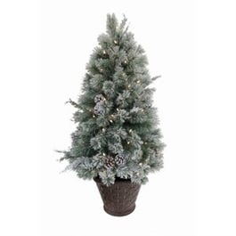 Christmas Porch Tree, Flocked, 70 Clear Lights, 4-Ft.