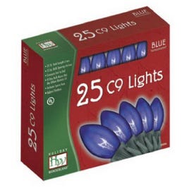 Christmas Lights Set, Clear Blue C9 Bulbs, 25-Ct.