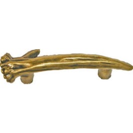 Cabinet Pull, Antler, Right Facing- Antique Brass