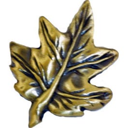 Maple Leaf Cabinet Knob, Antique Brass