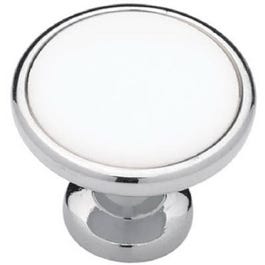 1.25-In. Chrome/ White Insert Cabinet Knob