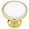 1.25-In. Brass/ White Cabinet Knob