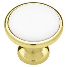 1.25-In. Brass/ White Cabinet Knob