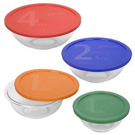 Mixing Bowl Set, Colored Lids, 8-Pc.