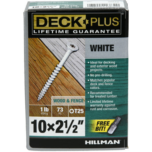 Deck Plus White Deck Screws #10 X 2-1/2