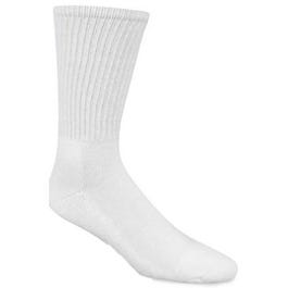 Athletic Socks, Crew, White, Men's Large, 3-Pk.