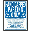 Handicapped Parking Only Sign, Blue & White Plastic, 19 x 15-In.