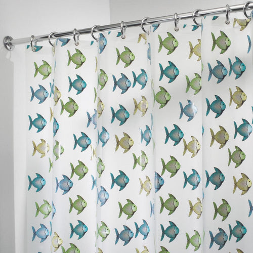 InterDesign York Graphic 72 In. x 72 In. Blue/Green Fish Eva Shower Curtain