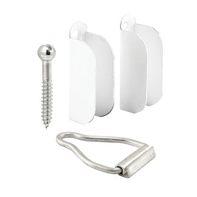 Prime-Line 3/8 inch Screen Top Hangers & Bottom Latches, Aluminum, White, 1 set per card